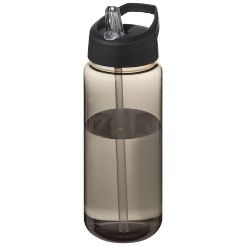 Bouteille de sport à personnaliser de 600 ml H2O Active® Octave Tritan™ Charbon et Noir